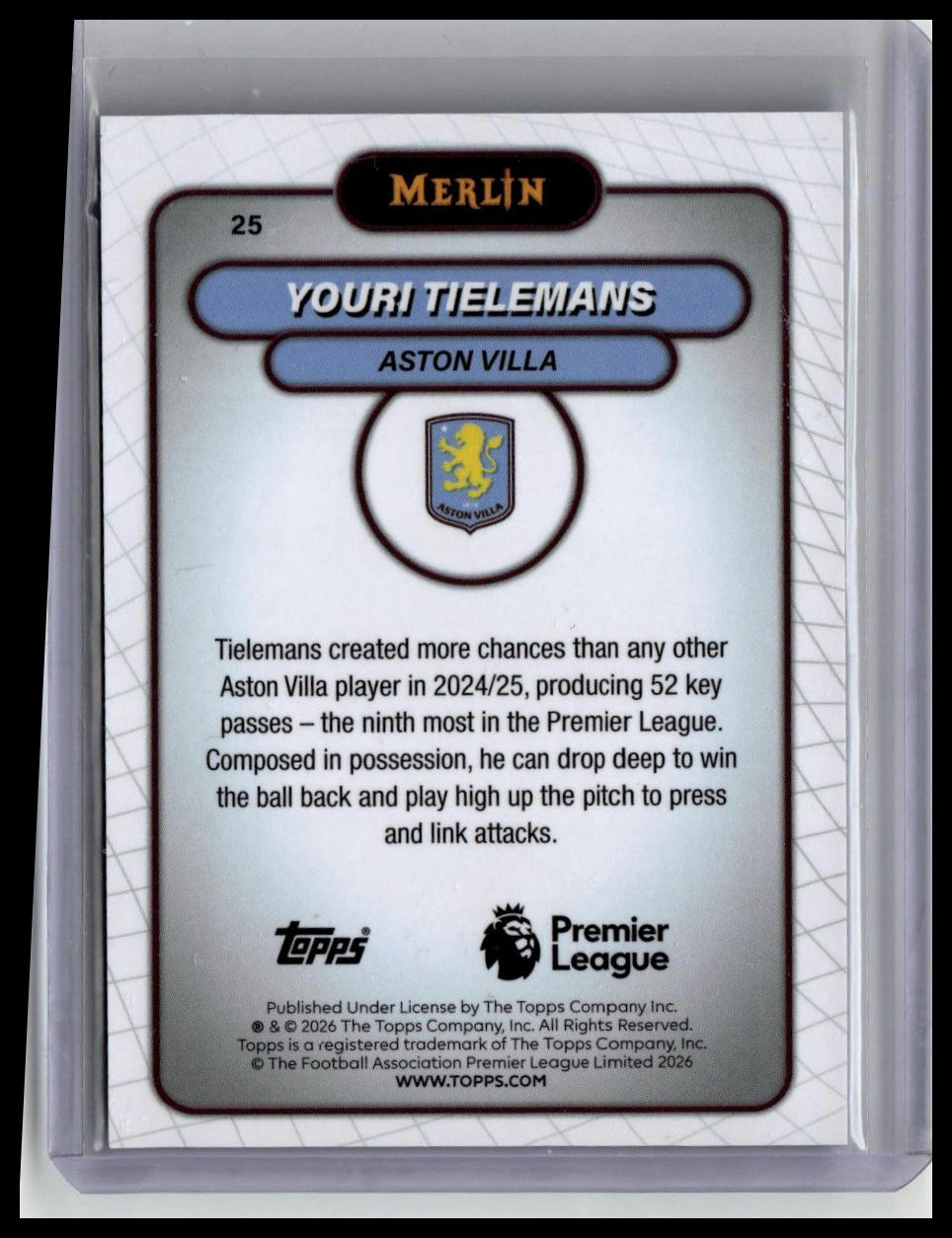 Topps Merlin Premier League 2025/26 Youri Tielemans /150